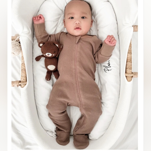 BÈBÈNCA ORGANICS - "Hello" Organic Waffle Footie - Earth Brown - Picture 3 of 3